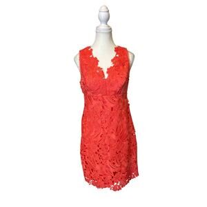 Trina Turk | Coral Lace Sheath w/back Cutout | 4
